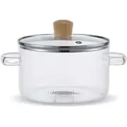 1.6L Borosilicate Glass Saucepan with Lid Clear Heat-Resistant Pot