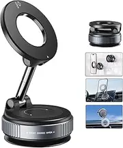 Gahenwo Magnetic Car Phone Holder with Suction Cup, 360° Rotating Vacuum Magnetic Phone Mount for Car,Foldable Phone Stand for Windscreen/Desk/Smooth Surface,for All Smartphone