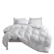 White Various Size Seersucker Quilt Doona Cover Set