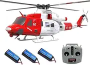 E2 UH-1Y RC Helicopter, 2.4G 6CH Dual Brushless Direct Drive Simulation Helicopter Model with Lidar Positioning, 3 Batteries (RTF)
