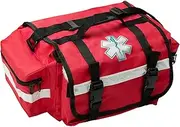 NOVAMEDIC Professional Empty Red First Responder Bag, 17" x 9" x 7", EMT Trauma First Aid Carrier for Paramedics and Emergency Medical Supplies Kit, Lightweight and Durable