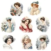 Winter Ladies Embellishments Junk Journal Scrapbook PICK ONE