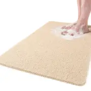 Cream Shower Bath Mat Bathroom Anti Slip Carpet