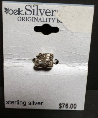 STERLING SILVER .925 IBB 3D Baby Toddler Shoe Slide On Charm NEW