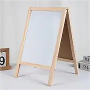 Wooden Writing Board Double-Sided Foldable Easel Blackboard Draw Board Wooden Magnetic Message Board Erasable Chalk Blackboard