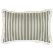 Cushion Cover-Coastal Fringe-Candy Stripe Sage-35cm x 50cm