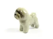 Miniature Ceramic Hand Painted Bichon Frise' Tiny Dog Figurine