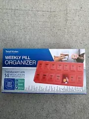 Total Vision Weekly Pill Medicine Organizer With Daily AM PM Box Case Storage