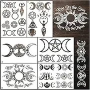 Moon Stencils for Painting on Wood, Boho Moon Stencils for Crafts Reusable Wood Burning Drawing Art Paint Patterns for Wall Cake Cookie Canvas Furniture Paper