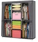 YOUUD Portable Wardrobe Storage Closet Organizer Standing Closet Grey