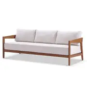 Bronte 3 Seater Outdoor Teak Look Aluminium Lounge with Sunbrella Cushions 3 Seats - Teak Look - Sunbrella Canvas Canvas