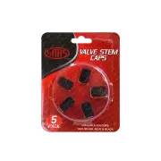 SAAS Tyre Valve Stem Caps Black 2 Groove Wheel Tire Covers - in a Pack of 5