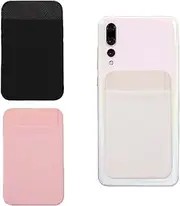 3 Pcs Phone Card Holder,Phone Wallet,for iPhone Magsafe Wallet,Apply to Apple, Android Models of Mobile Phone （Black*1，White*1，Pink*1）