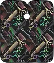 RPLIFE Hairdressing Tools Scissors Black Barber Apron Professional Haircut Cape, 64.9 x 55.1 Inches Salon Cape, Hairdressing Tools Scissors Black