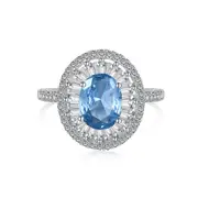 ANYCO Ring Oval S925 Sterling Silver Rings Women Diamond Blue CZ 5A Pendant Necklace Earring Jewelry