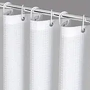 Shower Curtain ，Waffle Textured Heavy Duty Thick Fabric Shower Curtains for Bathroom, 256GSM Luxury Weighted Polyester Cloth Bath Curtain Set with 12 Plastic Hooks，72Wx72H (Waffle Weave White)