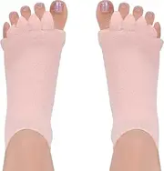 Toe Separator Socks, Foot Alignment Socks, Health Care Toe Spacers, Bunion Corrector, Yoga Toe Pedicure Socks (Pink, One size)