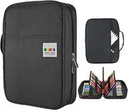 YOUSHARES Colored Pencil Case 220 Slots Pen Case Organizer with Handy Wrap & Zipper, Multilayer Holder for Prismacolor Colored Pencils & Gel Pen (Black)