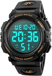 [MASTOP] Men's Digital Sports Watch LED Screen Large Face Military Watches Waterproof Stopwatch Alarm Army Watch