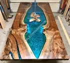Beautiful Epoxy Resin Table Top, Blue Resin Epoxy Table Acacia Wooden Table Tops
