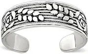 [JewelryWeb] 16.9mm 925 Sterling Silver Polished and Artisan Oxidized Rose And Leaf Pattern toe ring-toe ring for Women