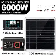 6000W Solar System DC12V to AC110V 220V 100A MPPT Controller 300W Panel Invert1G