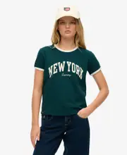 Athletic Essential Ringer Fitted Tee | Dark Pine Green