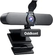 oddkont Full HD 1080P Webcam - PC Webcam with Noise Cancelling Microphone, 92° Wide Angle with Auto Correction, Plug & Play Streaming Camera for Skype Video Call Zoom Video Conference