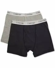 Calvin Klein Boys' Cotton Boxer Briefs 2pk, Htr Blue & Htr Grey, M (8-10)