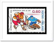Finland Postage Stamp Vintage Ice Hockey Philately Framed Wall Art Print
