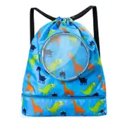 Blue Waterproof Drawstring Beach Bag L Wet Dry Separation Kids Shoulder Strap Dry Bags