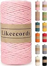 4mm Single Strand Macrame Cord 80m Colored Macrame Rope, Cotton Rope Macrame Yarn, Colorful Cotton Craft Cord Wall Hangings, Plant Hangers, Crafts (Pink)