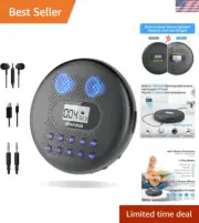 Portable Rechargeable CD Player with Dual Stereo Speakers and AUX Connectivity