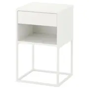 VIKHAMMER Bedside table, white, 40x39 cm