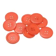10pcs 40L Sewing Buttons 1" Resin Round Flat 4-Hole Craft Buttons, Orange
