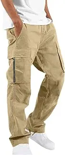 Men's Cargo Pants Elastic Waist Drawstring Straight Legs Trousers Casual Joggers Hiking Pants with Pockets 2025 Trendy