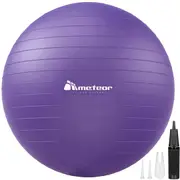 METEOR Anti-Burst Swiss Ball, 55cm 65cm 75cm 85cm, Yoga Ball Gym Ball Exercise Ball With Pump (Purple)