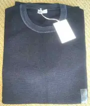 LEMAIRE x UNIQLO 'U' Men's Designer Milano Ribbed SS Crew Neck Sweater S Blu NWT