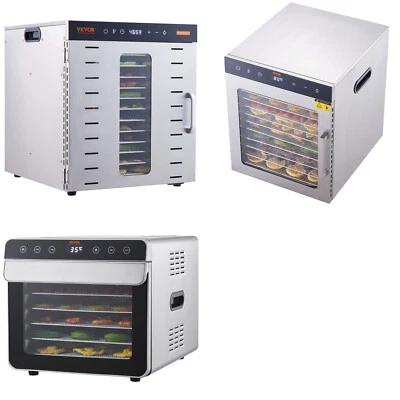 VEVOR 6/10 Trays Food Dehydrator Machine Stainless Steel Jerky Fruit Drying