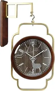 Double Sided Wall Clock Vintage Retro Wall Clock 360 Degree Rotate Classic Wall Clock for Indoor Outdoor Living Room Bedroom or Garden Decor