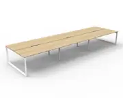 RAPIDLINE DELUXE LOOP LEG WORKSTATION Double Sided No Screen 6 Person W4500 x D1530 x H730mm Natural Oak/White