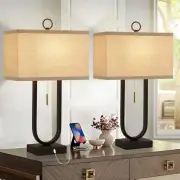 Luvkczc Bedside Lamps Set of 2, Table Lamp Nightstand with Two Red Bronze