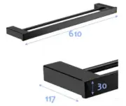 BLACK Pescara Double Towel Rail - 610mm 750mm
