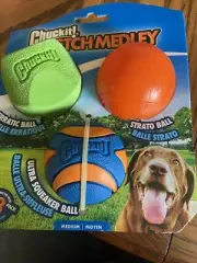 Chuckit! Fetch Medley Ball Dog Toy with Squeaker, 3 Count