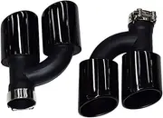 2pcs/set Dual Out Stainless Steel Car Rear Exhaust Tip Compatible For Audi A4 A5 A6 A7 Up To S4 S5 S6 S7 Black Muffler Tip 60mm Nozzle(Black)