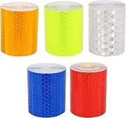 CATIEBYE 5Rolls Adhesive Reflective Tape Multi Purpose Car Reflective Sticker Colors Easy to Apply Removable for Warning Signs and Decoration