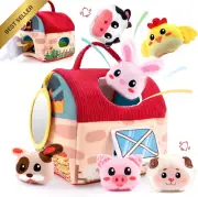 Farm Animal Plush Barn with 6 Rattles & Sensory Toys