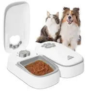 Automatic Pet Feeder for Cats and Dogs, 2 in 1 Upgraded-chip Timed Dry Pet