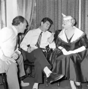 Walter Chiari Sitting With Giorgio Bianchi And Actress Mara Berni Old Photo