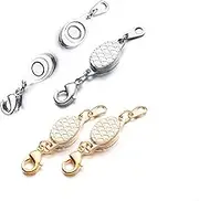 Built-in Safety Locking Magnetic Jewelry Clasp for Necklace and Bracelet Light Small Extender Lobster Clasps Pineapple Texture Metallic Finishes Glod and Silver